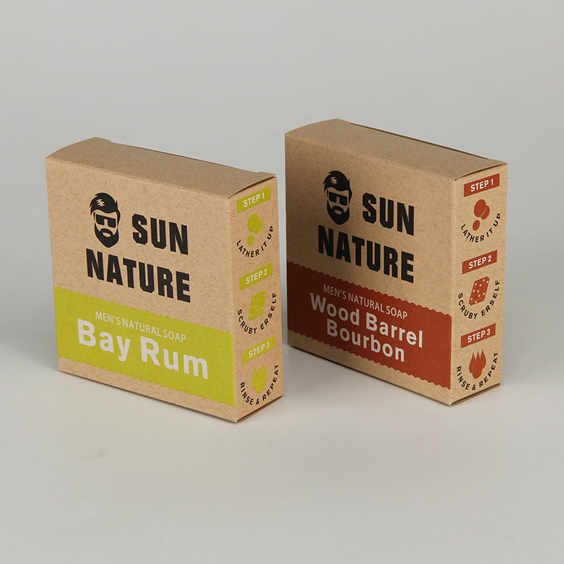 Umweltfreundliche, baumfreie Papierverpackungsbox für Hautpflegeseifen für Männer