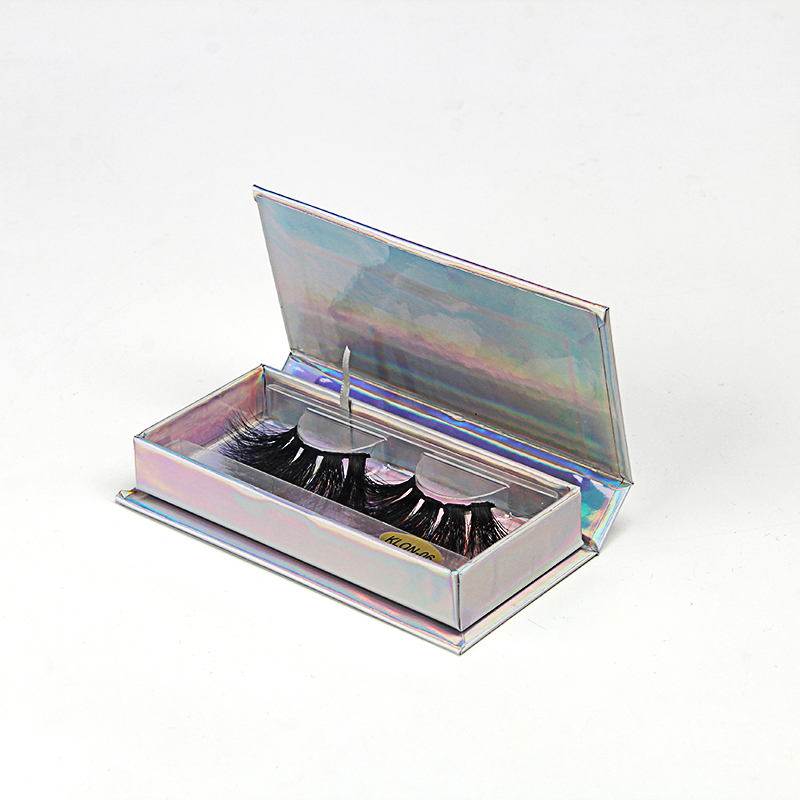 Private Label holografische Wimpernverpackungsboxen aus Silberpapier