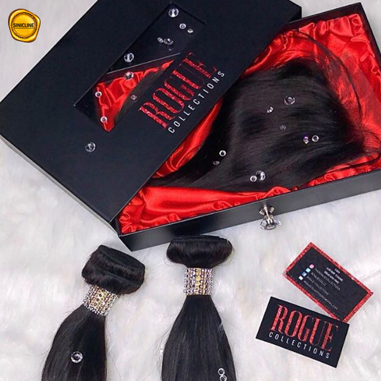 Schwarzes kundenspezifisches Farblogo, das Haar-Verpackenkästen druckt Luxus-Haar-Kasten