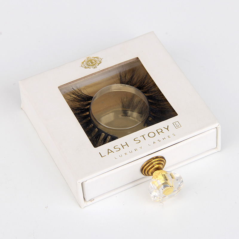 Luxuriöse kundenspezifische Goldfolien-Logo-weiße starre Kartonschubladen-Wimpern-Verpackungsbox